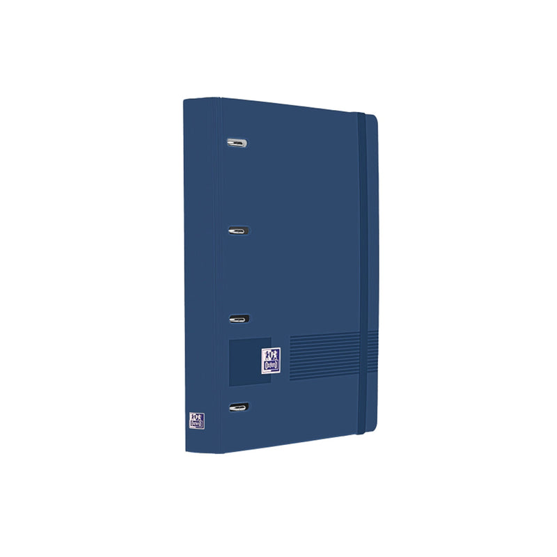 Oxford Europeanbinder Live & Go A4+ Carpeta Tamaño A4+ con Recambio de 100 Hojas Cuadricula 5x5mm - Tapa de Plastico Polyfoam - Cierre con Goma - Color Azul Marino