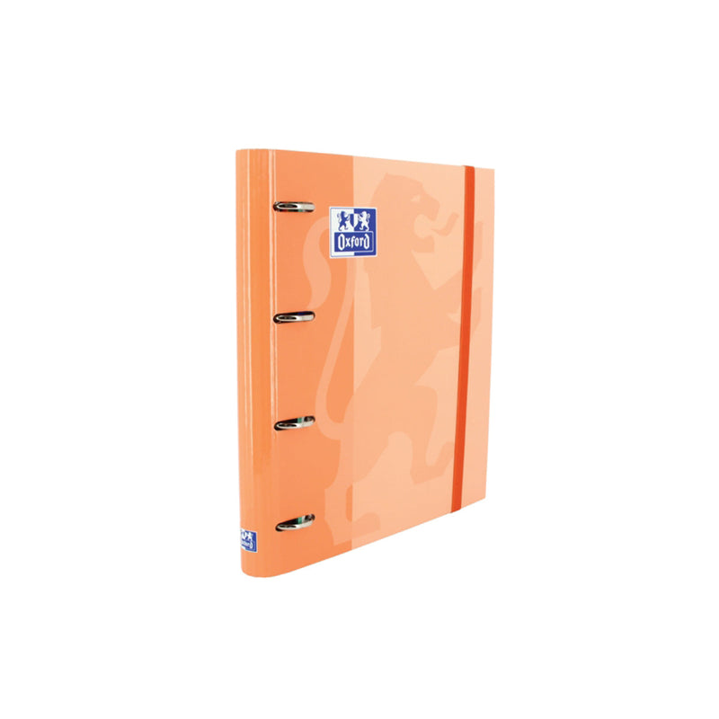 Oxford Europeanbinder Classic A4+ Carpeta de Anillas con Recambio Cuadricula 5x5 - Tapa Extradura - Cierre con Goma Elastica - Color Melocoton