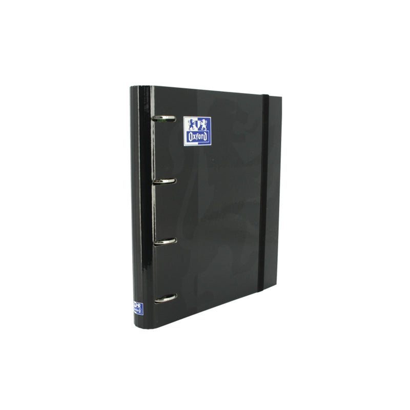 Oxford Europeanbinder Classic A4+ Carpeta de Anillas con Recambio Cuadricula 5x5 - Tapa Extradura - Cierre con Goma Elastica - Color Negro