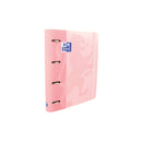 Oxford Europeanbinder Touch A4+ Carpeta de Anillas con Recambio Cuadricula 5x5 - Tapa Extradura - Cierre con Goma Elastica - Color Flamingo Pastel