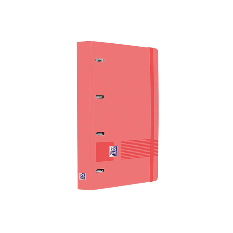 Oxford Europeanbinder Live & Go A4+ Carpeta Tamaño A4+ con Recambio de 100 Hojas Cuadricula 5x5mm - Tapa de Plastico Polyfoam - Cierre con Goma - Color Sandia