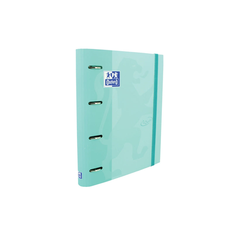 Oxford Europeanbinder Touch A4+ Carpeta de Anillas con Recambio Cuadricula 5x5 - Tapa Extradura - Cierre con Goma Elastica - Color Ice Mint Pastel