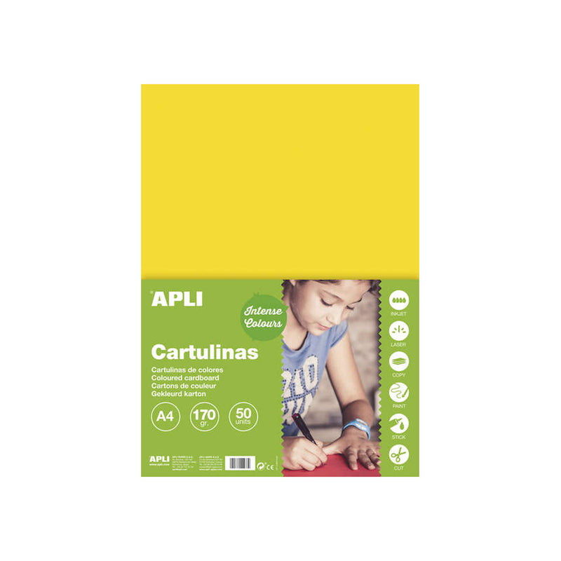 Apli Cartulina Amarilla A4 170g 50 Hojas