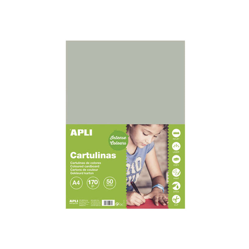 Apli Cartulina Gris A4 170g 50 Hojas