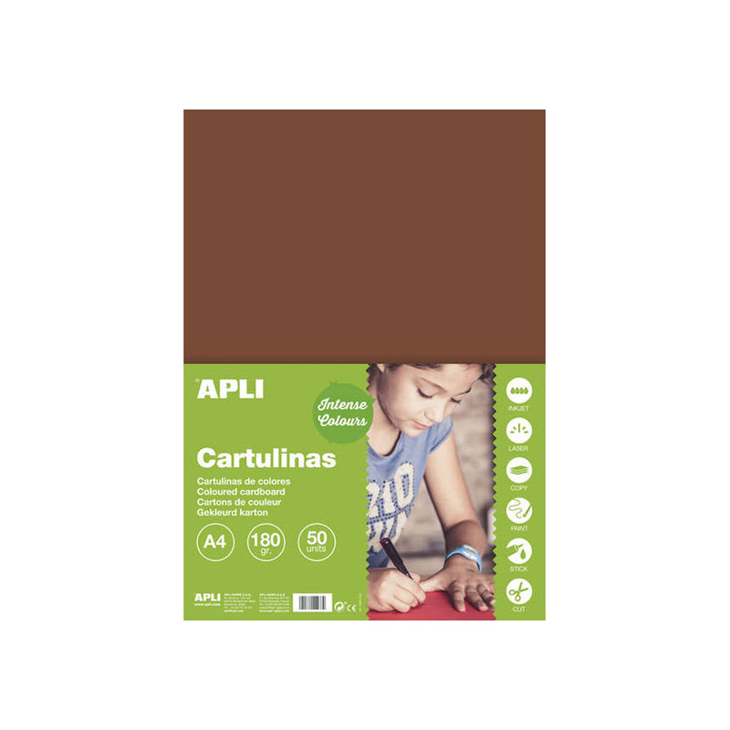 Apli Cartulina Marron A4 170g 50 Hojas