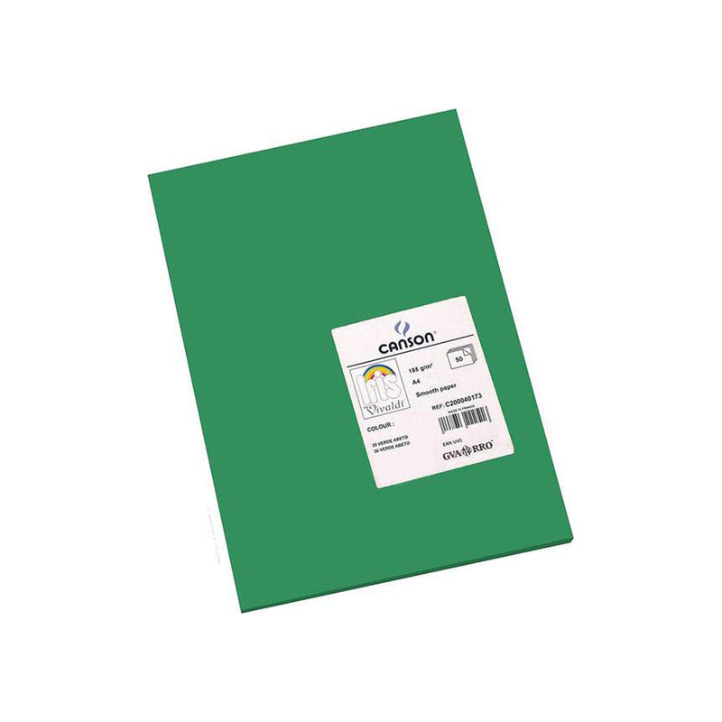 Canson Guarro Pack de 50 Cartulinas Iris A4 de 185g - 21x29.7cm - Color Verde Abeto