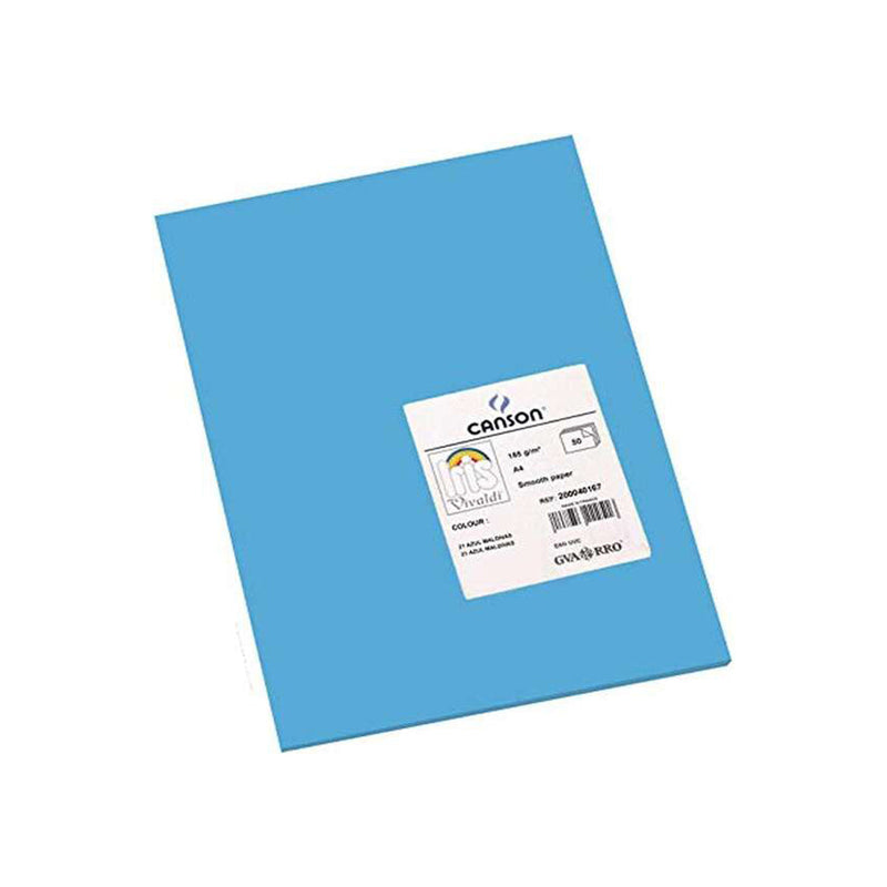 Canson Guarro Pack de 50 Cartulinas Iris A4 de 185g - 21x29.7cm - Color Azul Maldivas