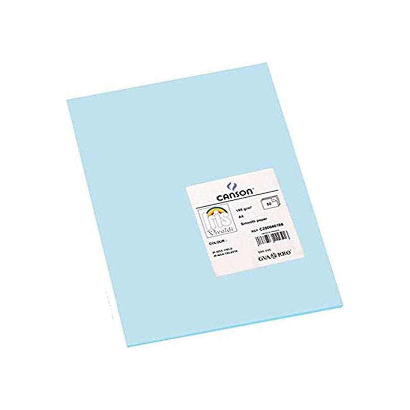 Canson Guarro Pack de 50 Cartulinas Iris A4 de 185g - 21x29.7cm - Color Azul Cielo