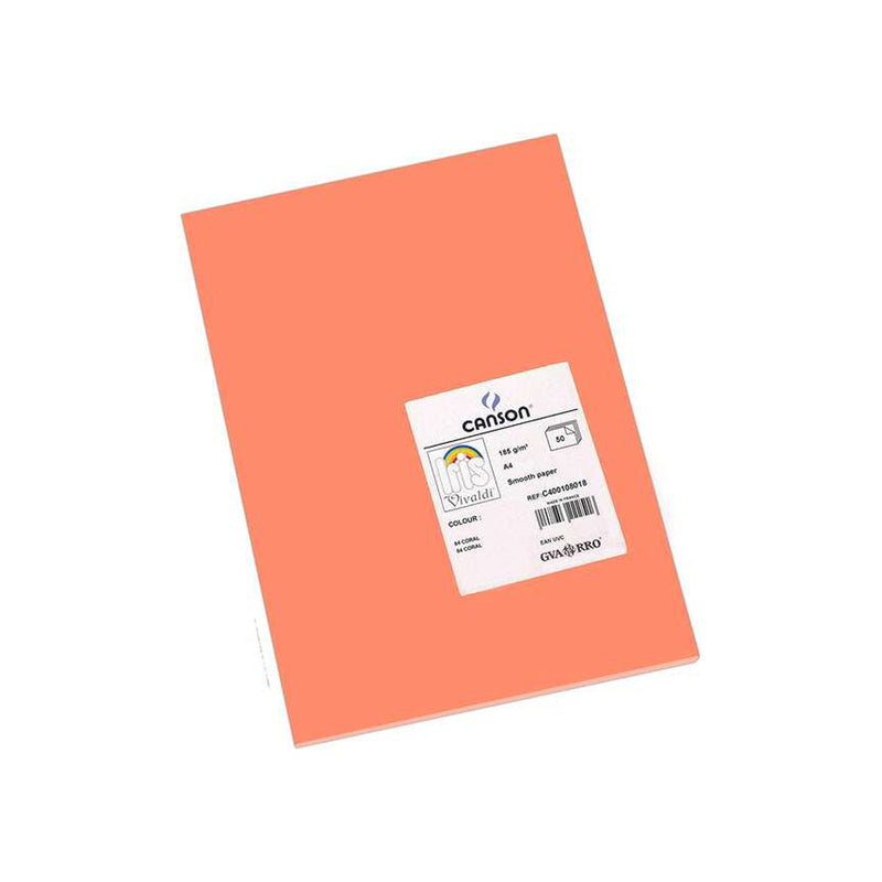 Canson Guarro Pack de 50 Cartulinas Iris A4 de 185g - 21x29.7cm - Color Coral