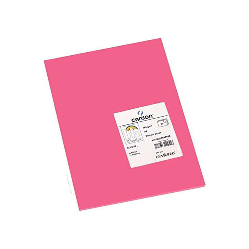 Canson Guarro Pack de 50 Cartulinas Iris A4 de 185g - 21x29.7cm - Color Fucsia