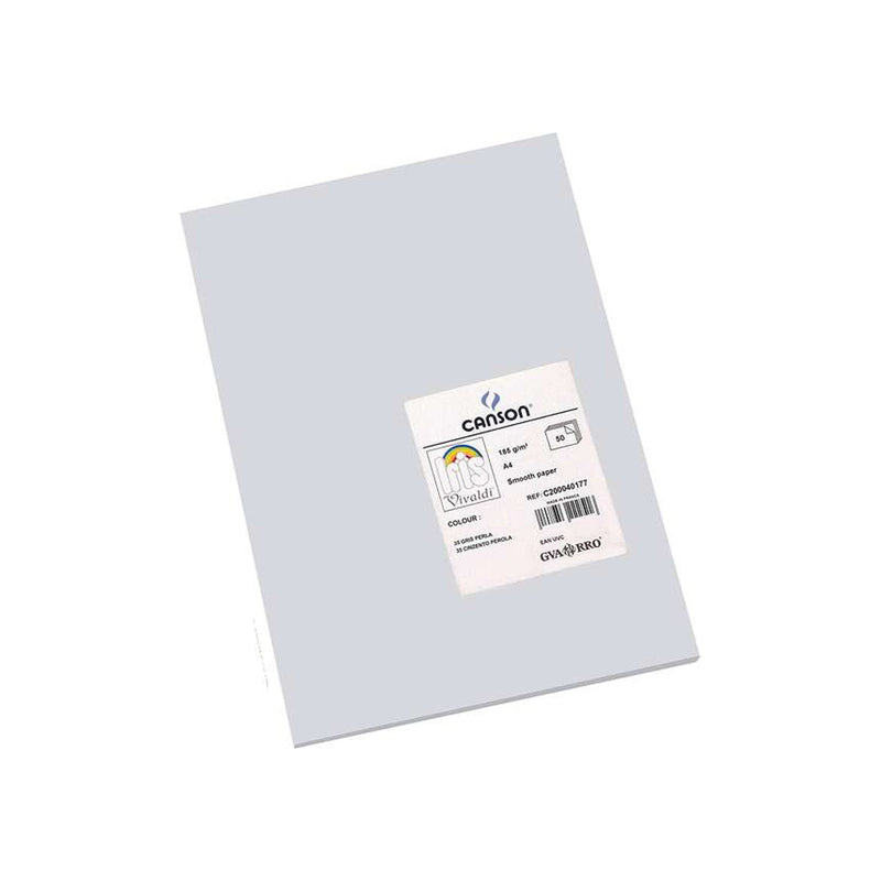 Canson Guarro Pack de 50 Cartulinas Iris A4 de 185g - 21x29.7cm - Color Gris Perla