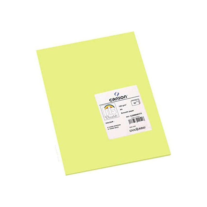 Canson Guarro Pack de 50 Cartulinas Iris A4 de 185g - 21x29.7cm - Color Verde Manzana