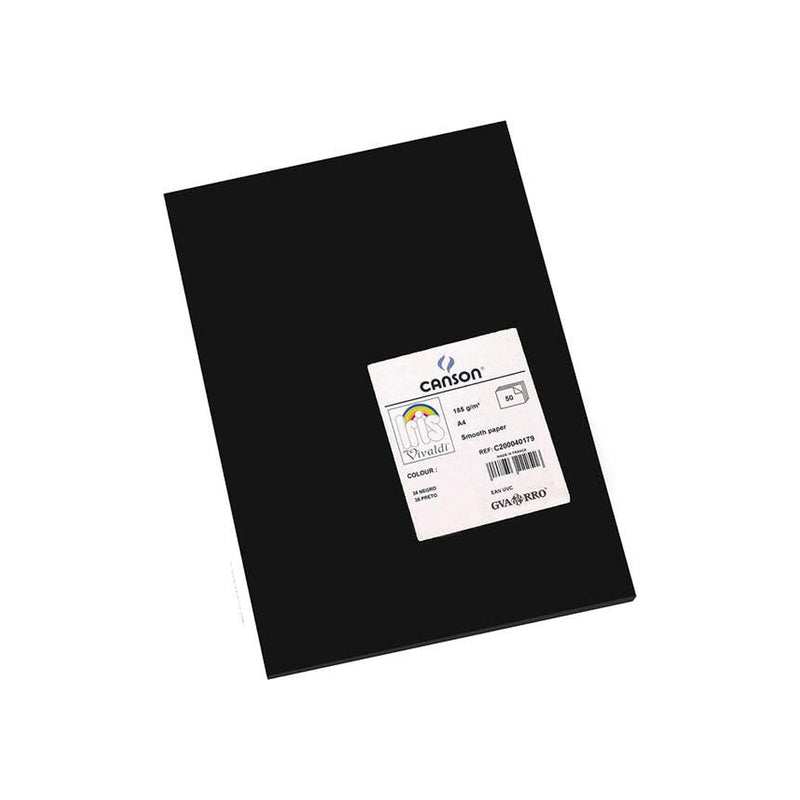 Canson Guarro Pack de 50 Cartulinas Iris A4 de 185g - 21x29.7cm - Color Negro