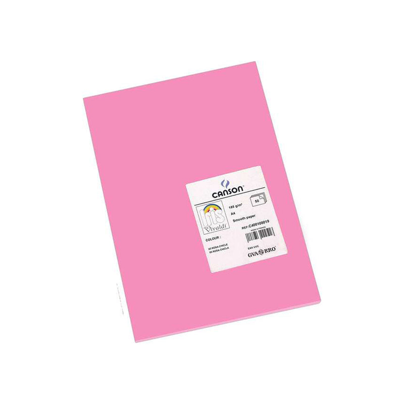 Canson Guarro Pack de 50 Cartulinas Iris A4 de 185g - 21x29.7cm - Color Rosa Chicle