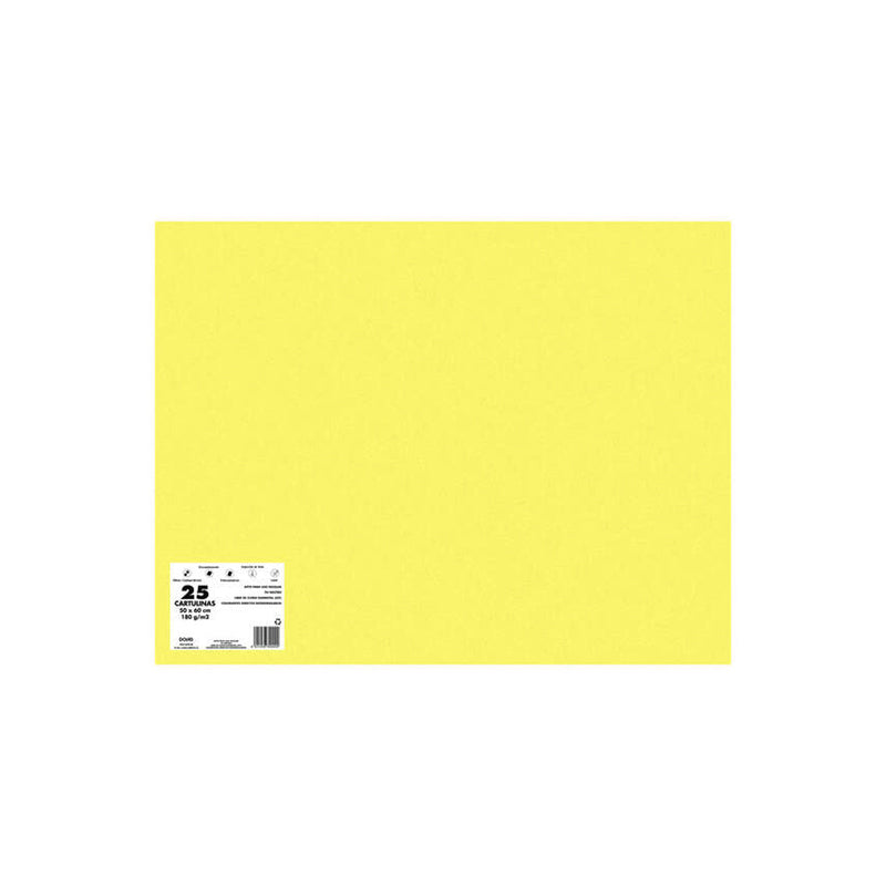 Dohe Pack de 25 Cartulinas de 180 G/M2 50x65cm - PH Neutro - Libres de Cloro Elemental - Colorantes Biodegradables - Color Amarillo Girasol