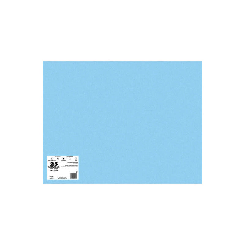 Dohe Pack de 25 Cartulinas de 180 G/M2 - Tamaño 50x65cm - PH Neutro - Libres de Cloro Elemental - Colorantes Biodegradables - Color Azul Oceano