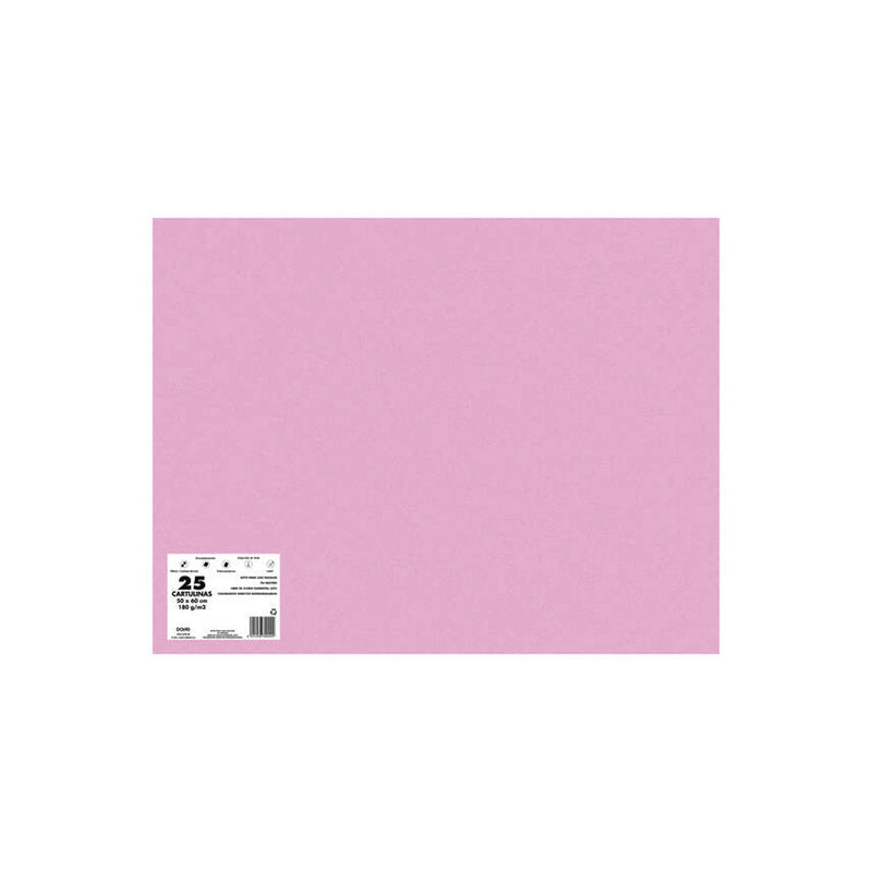 Dohe Pack de 25 Cartulinas de 180 G/M2 - Tamaño 50x65cm - PH Neutro - Libres de Cloro Elemental - Colorantes Biodegradables - Color Rosa