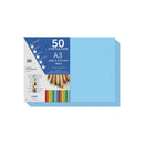 Dohe Pack de 50 Cartulinas A3 - Gramaje de 180g - Libres de Cloro - Colorantes Biodegradables - Color Azul Oceano