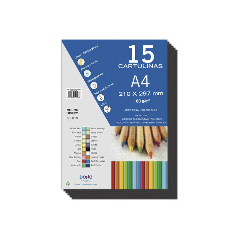 Dohe Cartulinas A4 - 15 Hojas - Ideal para Manualidades y Proyectos Escolares