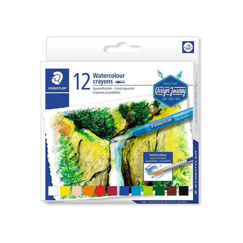 Staedtler Crayones Acuarelables 223 Pack de 12 Lapices de Cera - Facil de Mezclar - Extremadamente Opacos - Colores Surtidos