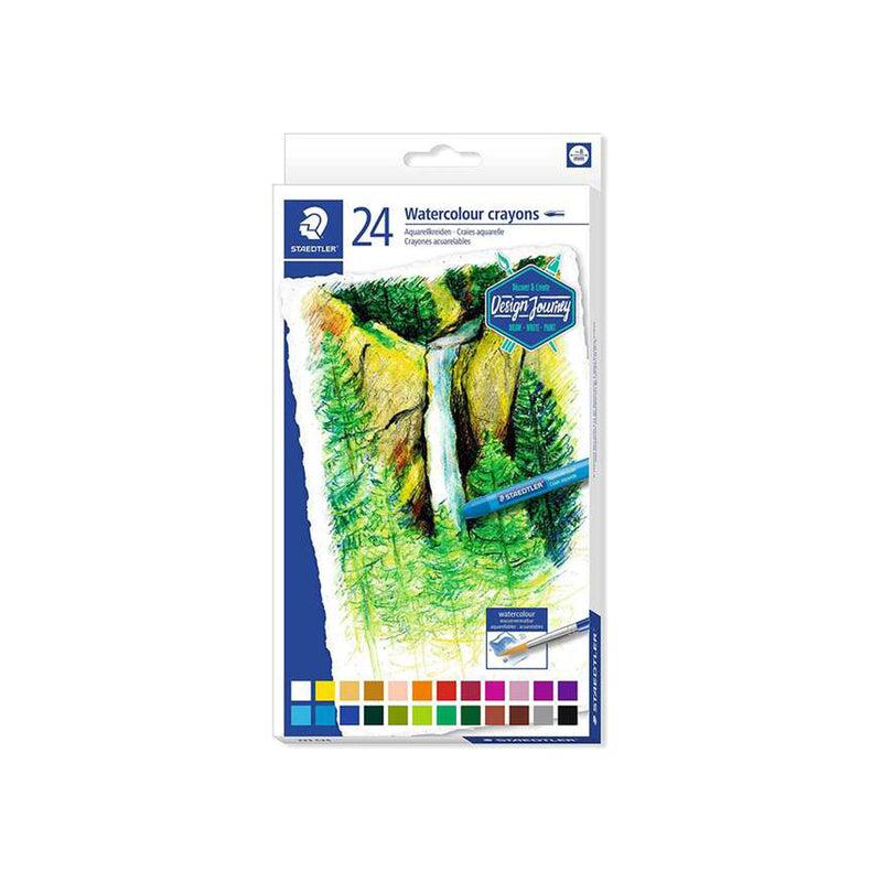 Staedtler Crayones Acuarelables 223 Pack de 24 Lapices de Cera - Facil de Mezclar - Extremadamente Opacos - Colores Surtidos