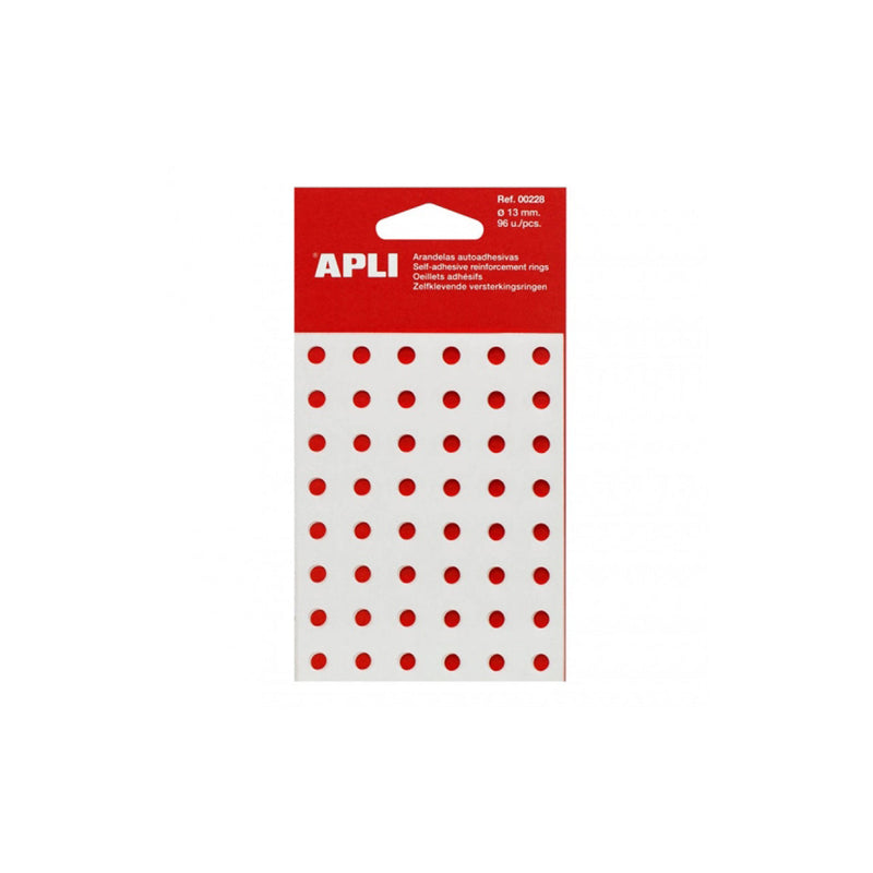 Apli Pack con 96 Arandelas de Refuerzo Ø 13mm - Alta Resistencia a Tirones y Rozaduras - Ideal para Escuela, Oficina y Hogar - Color Transparente
