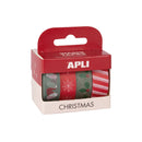 Apli Christmas Pack con 4 Cintas Adhesivas de Papel Washi 15mmx10m - Tematica Navideña - 4 Diseños Diferentes - Decoracion y Manualidades