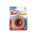 Apli Cinta Adhesiva Transparente 19mm x 33m - Resistente al Agua y a la Humedad - Facil de Cortar con las Manos - Ideal para Uso en Oficina y Hogar Transparente