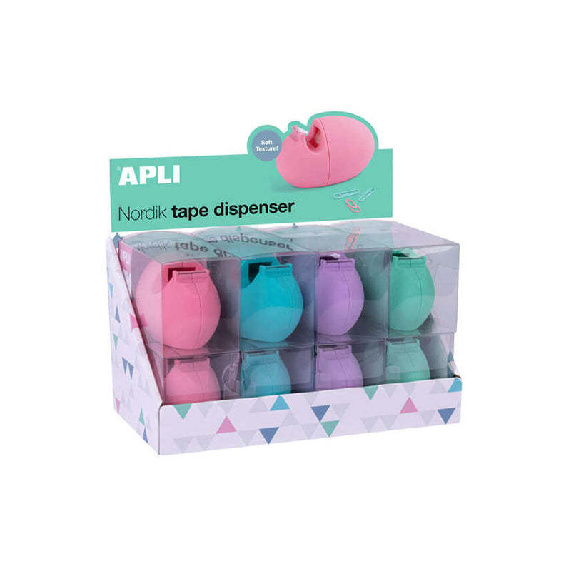 Apli Nordik Collection Dispensadores de Cinta Adhesiva - Medida 60x70x120mm - 8 Portarrollos de Diferentes Colores - Textura Suave y Tacto Agradable - Compatible con Rollos de 19mmx33M