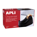Apli Office Porta Cinta para Rollos de 33mm - Cuchilla Metalica Dentada - Facil de Usar - Resistente y Duradero - Color Negro