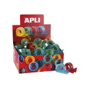 Apli Porta Cinta School con Cinta Adhesiva Transparente - 15mm x 10m - Facil de Usar y Transportar - Ideal para Estudiantes y Oficinas - Transparente