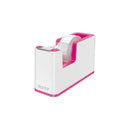 Leitz WOW Dispensador de Cinta Adhesiva - Para Rollos de hasta 19mm x 33m - Incluye Cinta Autoadhesiva Escribible - Color Blanco/Rosa