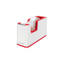 Leitz WOW Dispensador de Cinta Adhesiva - Para Rollos de hasta 19mm x 33m - Incluye Cinta Autoadhesiva Escribible - Color Blanco/Rojo