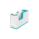 Leitz WOW Dispensador de Cinta Adhesiva - Para Rollos de hasta 19mm x 33m - Incluye Cinta Autoadhesiva Escribible - Color Blanco/Turquesa