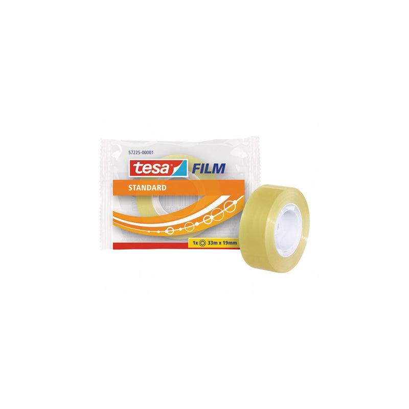 Tesa Tesafilm Standard Cinta Autoadhesiva Transparente 19mmx33m - Buena Adherencia y Alta Resistencia a la Luz UV - Sin PVC