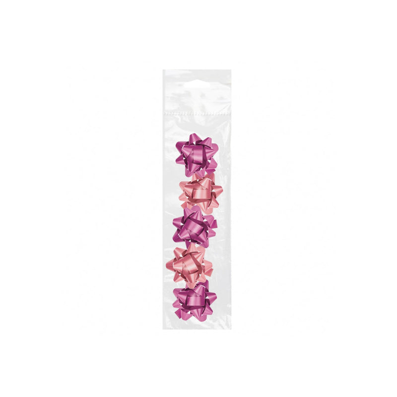 Dohe Chic Pack de 5 Lazos para Regalo - Forma de Estrella - Tamaño 5.6cm - Color Rosa