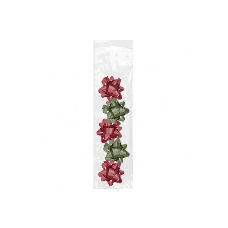 Dohe Chic Pack de 5 Lazos para Regalo - Forma de Estrella - Tamaño 5.6cm - Colores Rojo y Verde