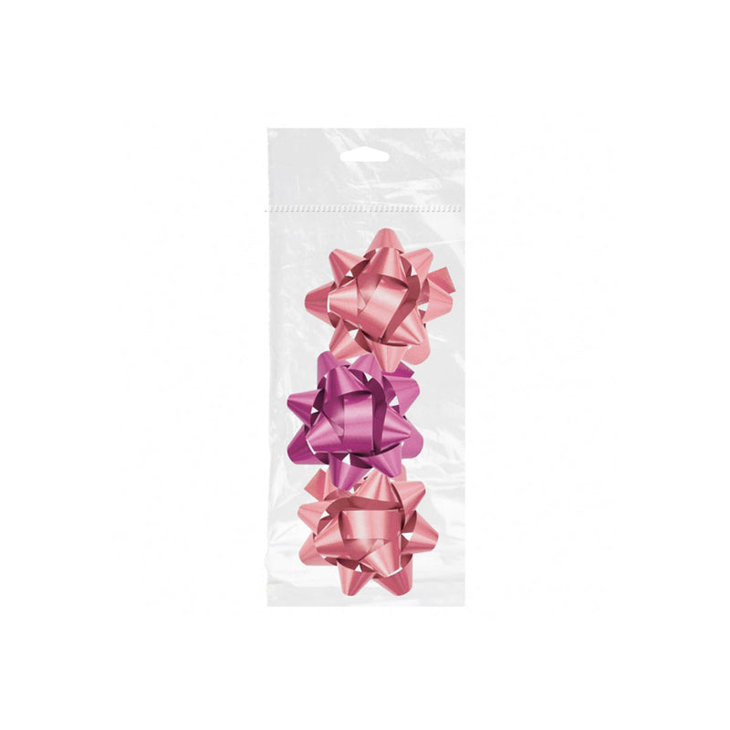 Dohe Chic Pack de 3 Lazos para Regalo - Forma de Estrella - Tamaño 8cm - Color Rosa