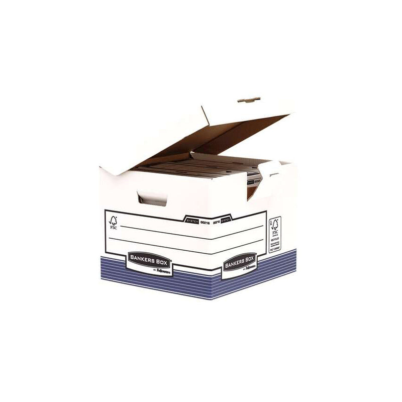 Fellowes Bankers Box Contenedor de Archivos - Tapa Fija - Montaje Automatico Fastfold - Carton Reciclado Certificacion FSC (10 unidades)