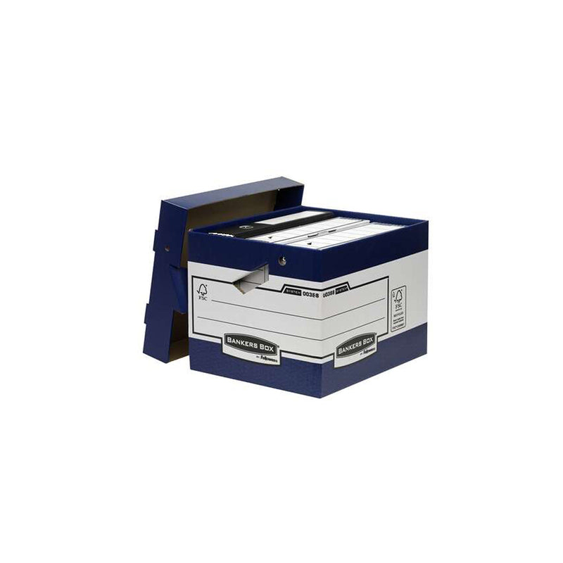Fellowes Bankers Box Contenedor de Archivos con Asas Ergonomicas Ergo Box - Montaje Automatico Fastfold - Carton Reciclado Certificacion FSC (10 unidades)