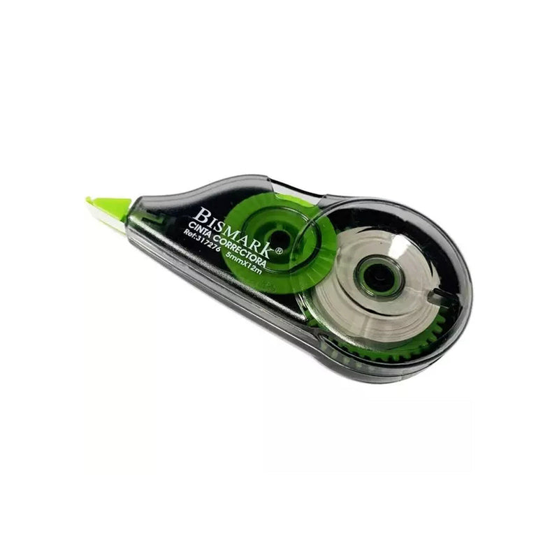 Bismark Cinta Correctora 5mm x 12m - Cuerpo Transparente - Forma Ergonomica