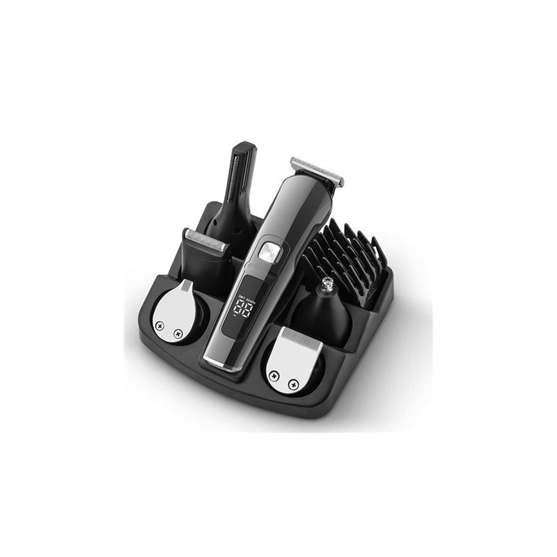 XO CF30 Cortapelos Recargable - 4 Cabezales para Distintas Zonas - 10 Accesorios - 2 Velocidades - Display - Color Negro