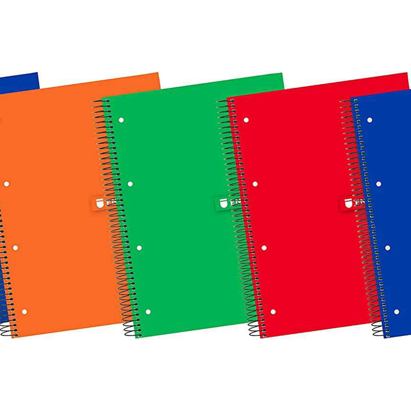 Enri Plus Cuaderno Espiral Formato A4+ Cuadriculado 5x5mm - 120 Hojas + 40 Gratis Microperforadas - Cubierta Extradura - Colores Surtidos