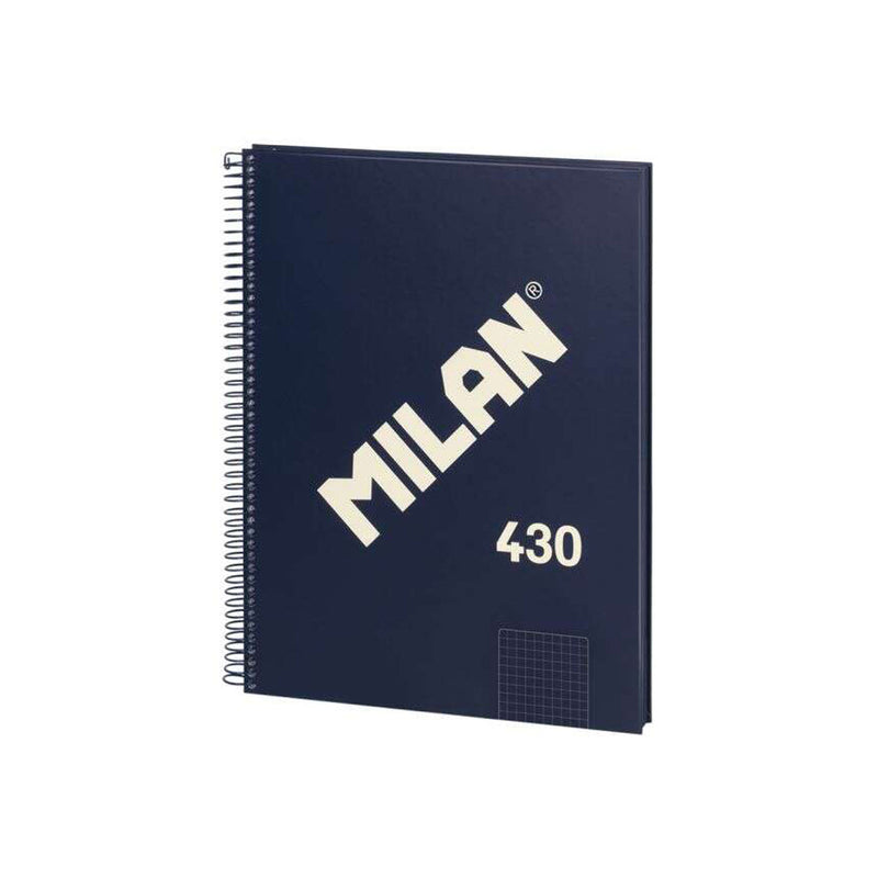 Milan Serie 1918 Cuaderno Espiral Formato A4 Cuadricula 5x5mm - 80 Hojas de 95 gr/m2 - Microperforado, 4 Taladros - Color Azul Oscuro