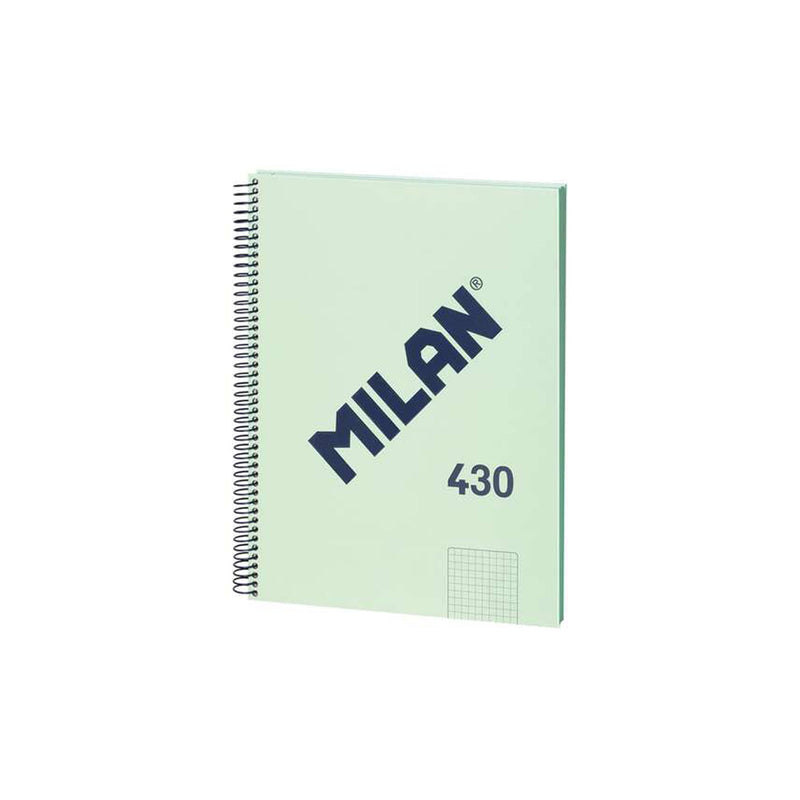 Milan Serie 1918 Cuaderno Espiral Formato A4 Cuadricula 5x5mm - 80 Hojas de 95 gr/m2 - Microperforado, 4 Taladros - Color Verde