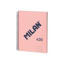 Milan Serie 1918 Cuaderno Espiral Formato A4 Cuadricula 5x5mm - 80 Hojas de 95 gr/m2 - Microperforado, 4 Taladros - Color Rosa