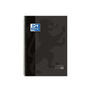 Oxford Europeanbook 1 Cuaderno Espiral Formato A4+ Cuadriculado 5x5mm - 80 Hojas - Banda de Color - Tapa Extradura Brillante - Color Negro