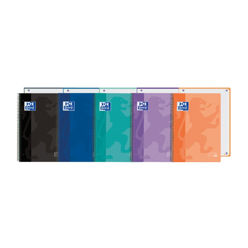 Oxford School Classic Europeanbook 1 Cuaderno A4+ 80 Hojas Microperforadas Cuadricula 5x5mm - Tapa de Plastico Translucido - Colores Surtidos