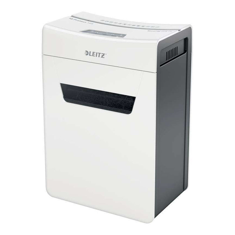 Leitz IQ Protect Premium 10X Destructora de Papel Manual Corte en Particulas P-4 - Destruye hasta 11 Hojas a la Vez - Ultrasilenciosa - Papelera de 18L - Color Blanco/Gris