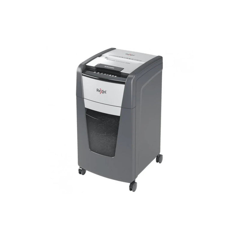Rexel Optimum AutoFeed 225X Destructora Automatica Corte en Particulas P-4 - Autoalimentacion 225 Hojas, Manual 10 Hojas - Anti Atasco - Papelera de 60L - Color Gris/Plata
